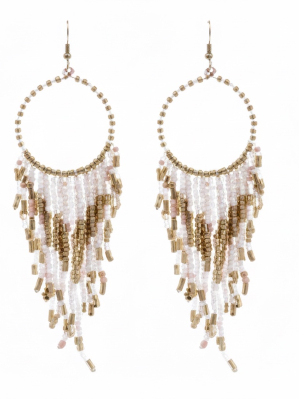 Womens Vintage Tassel Green Bead Hoop Chandelier Earrings